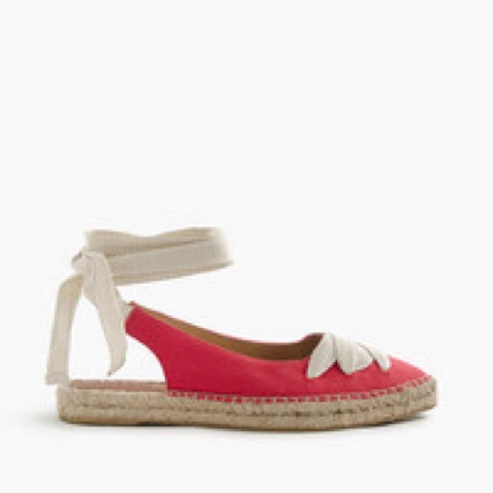 NEW J. Crew Ankle Wrap Espadrilles Sz:8         Color: Fresh Poppy
